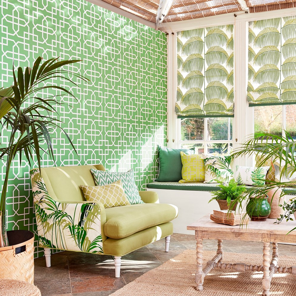 Hampton Trellis Wallpaper 216660 by Sanderson in Botanical Green